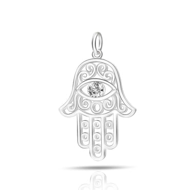 Hamsa Evil Eye Pendant Sterling Silver Pendant