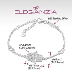 CZ Hamsa Hand Bracelet Sterling Silver Bracelet
