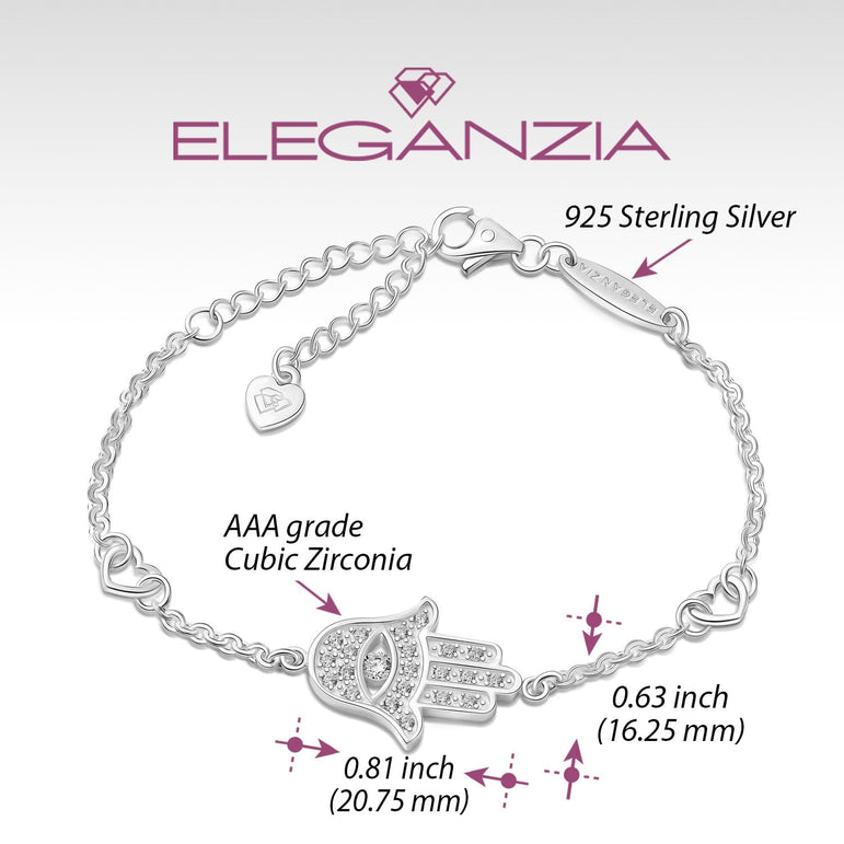 CZ Hamsa Hand Bracelet Sterling Silver Bracelet