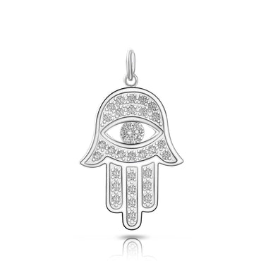 CZ Hamsa Hand Pendant Sterling Silver Pendant
