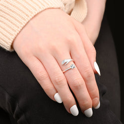 Adjustable CZ Love Hug Ring Sterling Silver Adjustable Ring