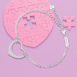 Sparkling CZ Open Heart Bracelet Silver Adjustable Bracelet Bracelet