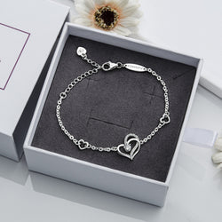 Eternity Double Heart Bracelet Sterling Silver Bracelet