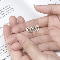Eternity Double Heart Stud Earrings Sterling Silver Stud Earrings