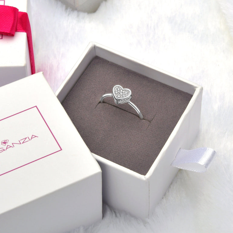 Petite Sterling Silver Heart Rings Ring