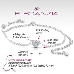 Layered Heart Ankle Bracelet Sterling Silver