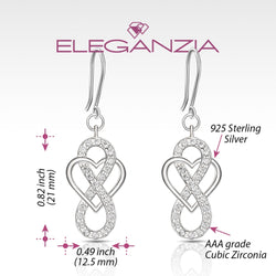 CZ Infinity Heart Silver Dangling Earrings Drop Earrings