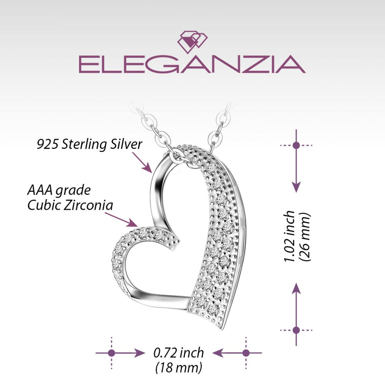 Sterling Silver Open Heart Necklace Pendant Necklace Pendant + Chain