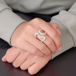Open Heart Ring Silver CZ Adjustable Wrap Ring Adjustable Ring