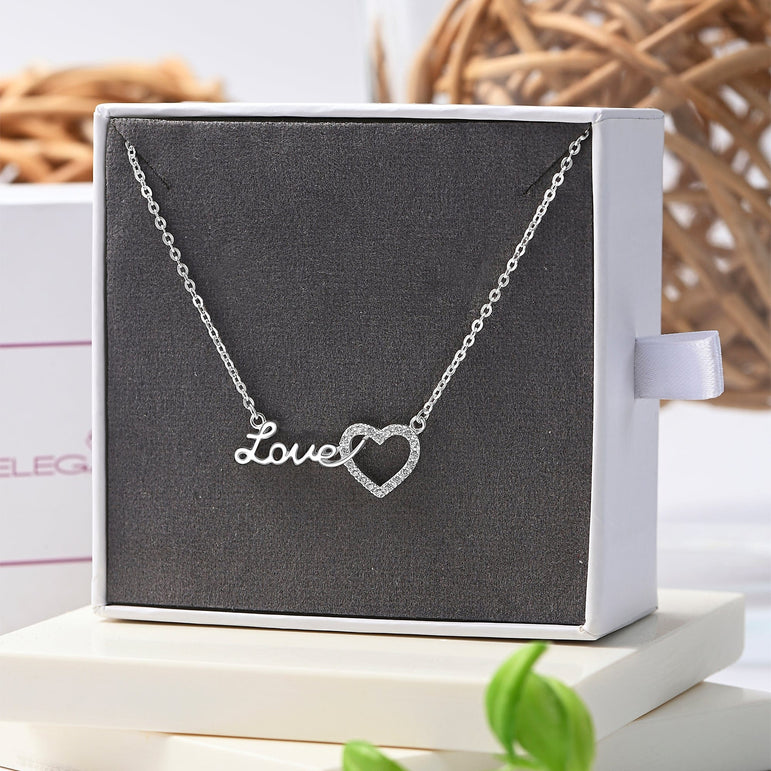 Forever Love Interlocked Heart Necklace Silver Pendant Necklace