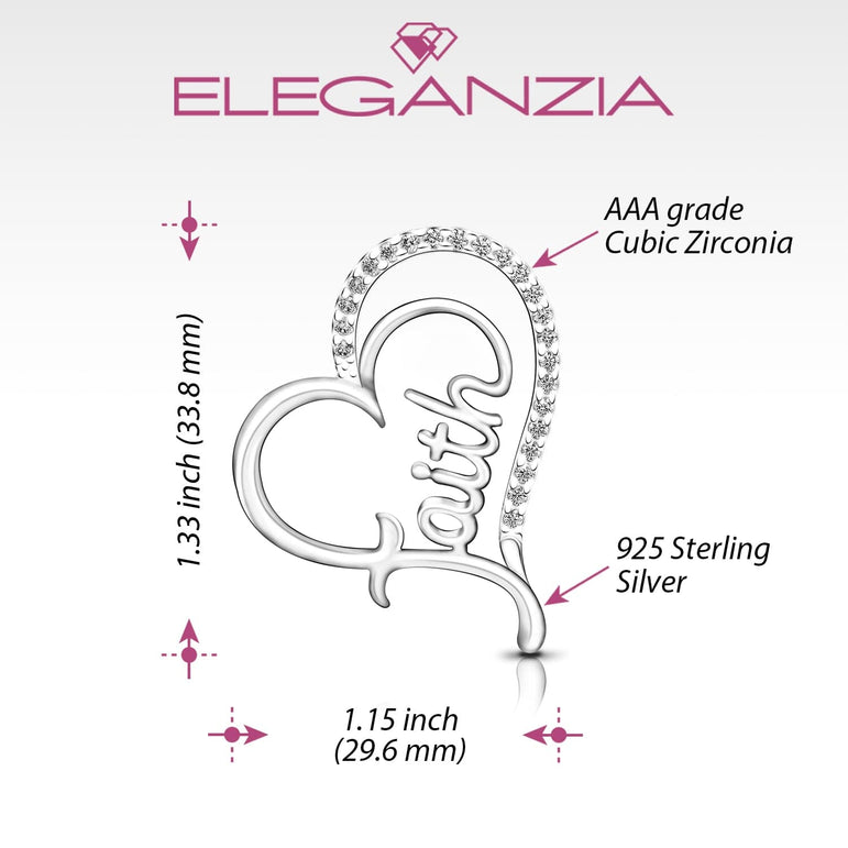 CZ Open Heart Pendant Silver Pendant of Faith Pendant