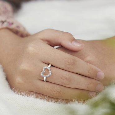 CZ Open Heart Rings Sterling Silver Ring