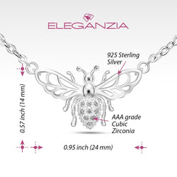 CZ Queen Honey Bee Necklace Sterling Silver Pendant Necklace