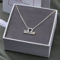 Libra Zodiac Necklace Silver Constellation Horoscope Pendant Necklace