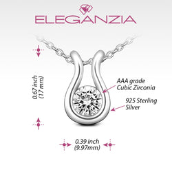 Lyre Horseshoe Cubic Zirconia Necklace Sterling Silver Pendant Necklace