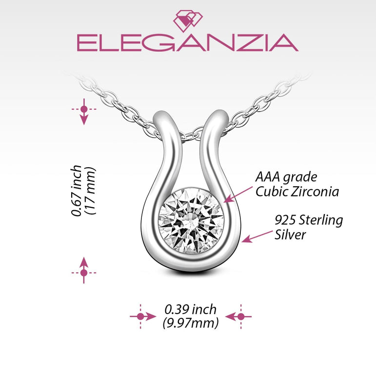 Lyre Horseshoe Cubic Zirconia Necklace Sterling Silver Pendant Necklace