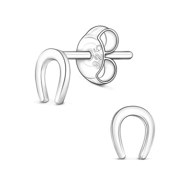 U Shaped Horseshoe Earrings Stud Sterling Silver Stud Earrings