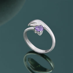 Amethyst Love Hug Ring Sterling Silver Adjustable Adjustable Ring