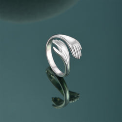 Couple Hug Ring Love Embrace Silver Adjustable Ring Adjustable Ring