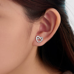 CZ Infinity Heart Stud Earrings Sterling Silver Stud Earrings