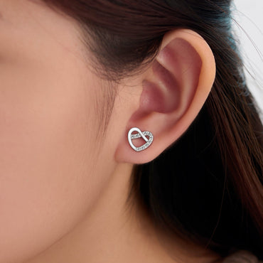 CZ Infinity Heart Stud Earrings Sterling Silver Stud Earrings