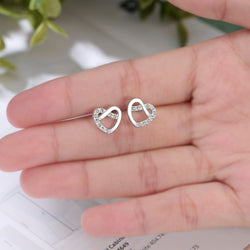 CZ Infinity Heart Stud Earrings Sterling Silver Stud Earrings