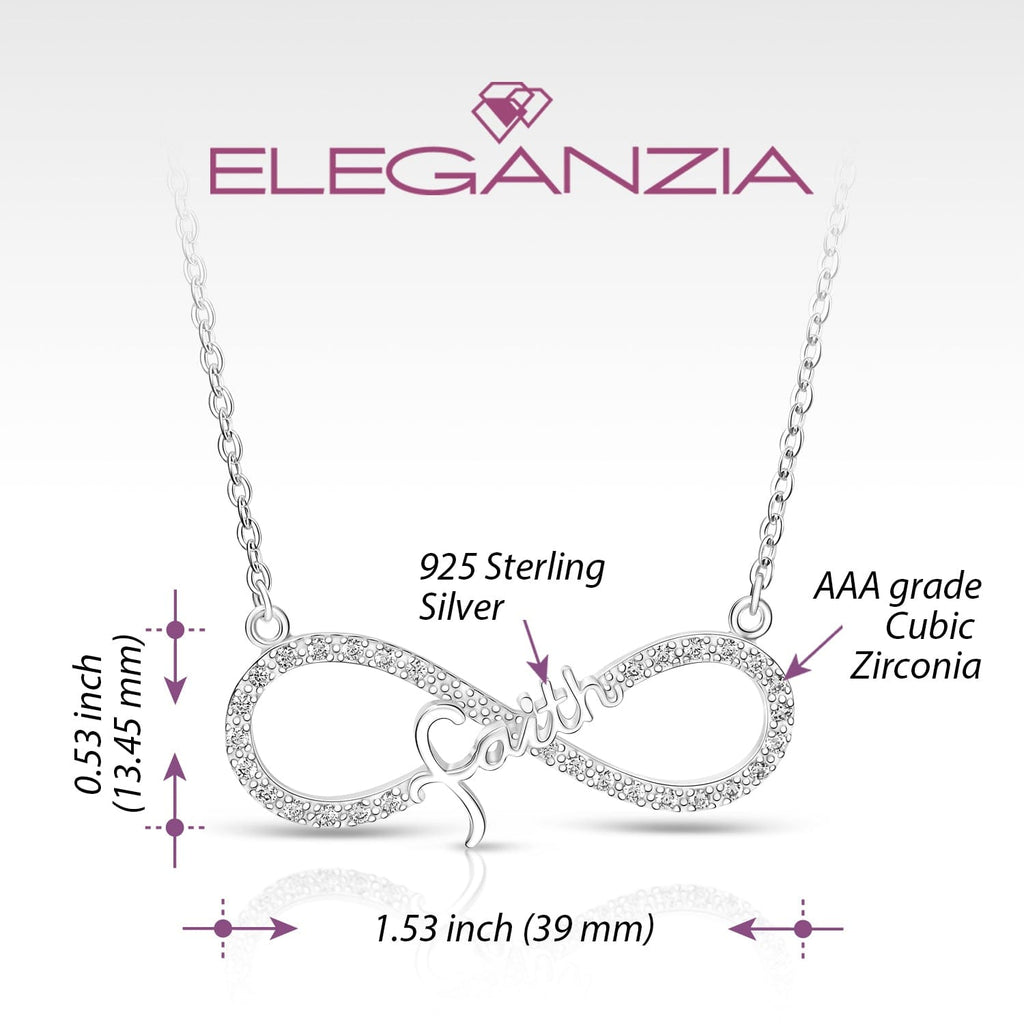 CZ Infinity Jewelry Faith Necklace Silver Eleganzia Jewelry