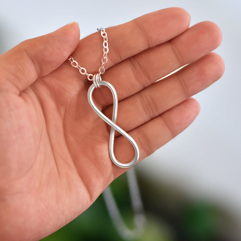 Men Sterling Silver Infinity Necklace Pendant Necklace