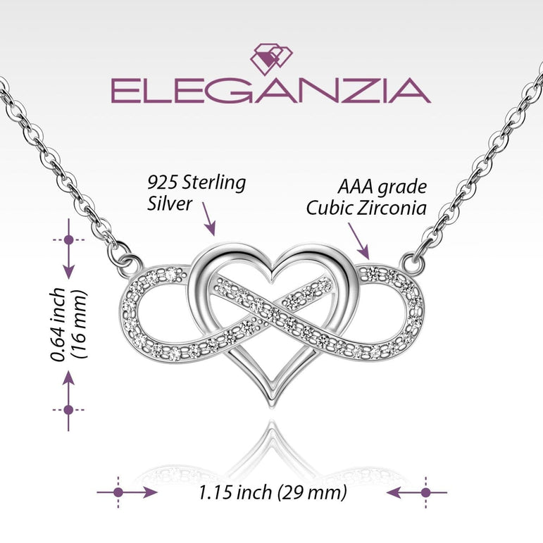 Infinity Heart Necklace Sterling Silver Pendant Necklace