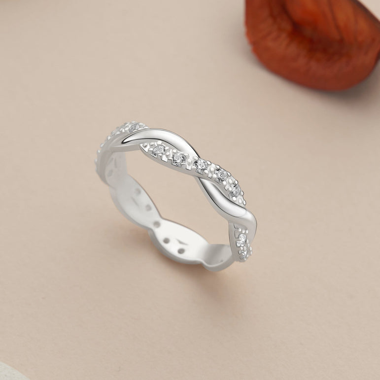 CZ Twisted Infinity Promise Rings For Her
