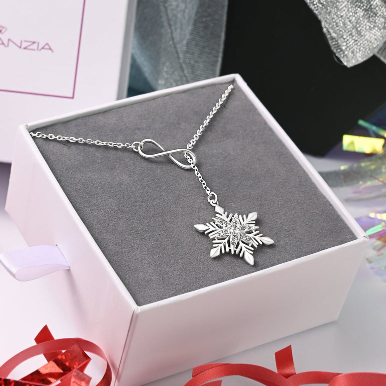 Infinity Snowflake Necklace Sterling Silver Pendant Necklace