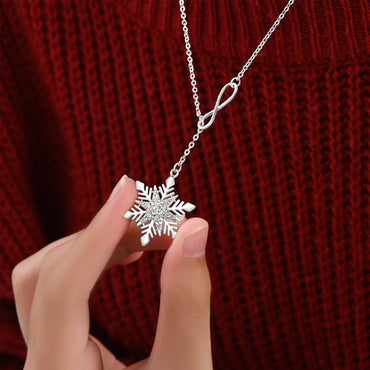 Infinity Snowflake Necklace Sterling Silver Pendant Necklace