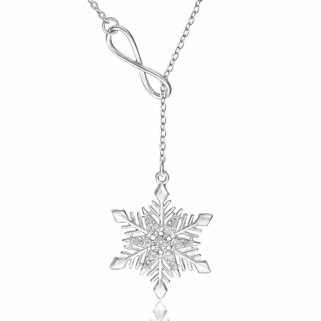 Christmas Gift for Grandma Thankful for You Sterling Snowflake Necklace, 18 / No