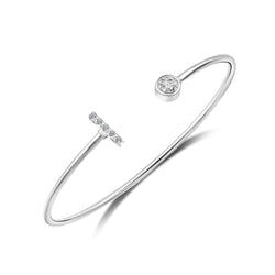 Initial Bangle Bracelets Silver Adjustable, 26 Alphabets Bangle I
