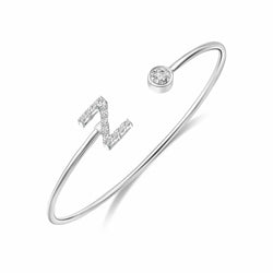 Initial Bangle Bracelets Silver Adjustable, 26 Alphabets Bangle Z