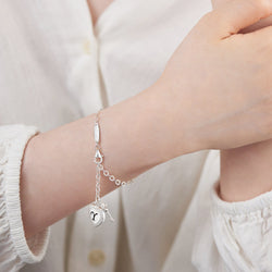 Love Heart Initial Bracelets Silver, 26 Alphabets Bracelet