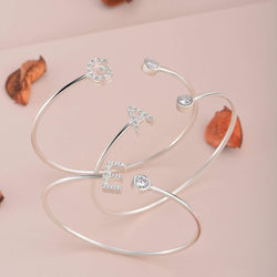 Initial Bangle Bracelets Silver Adjustable, 26 Alphabets Bangle