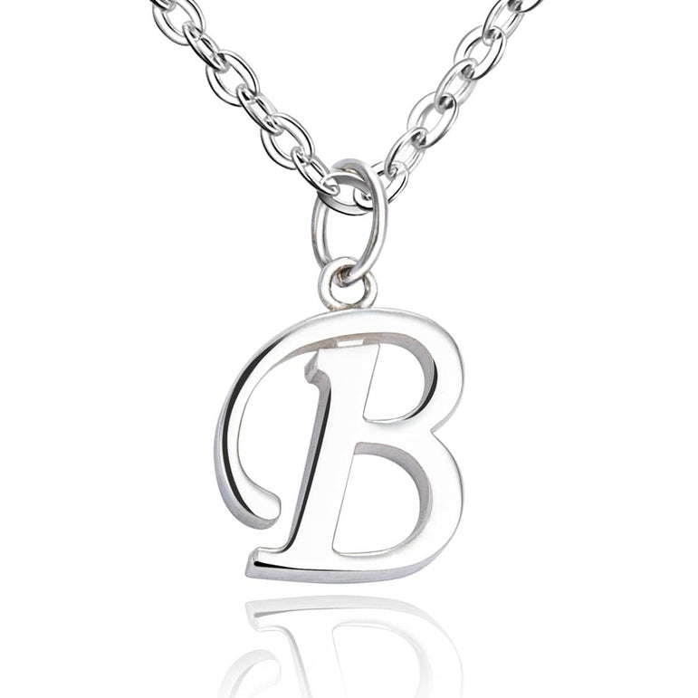 Simple Initial Necklaces Sterling Silver, 26 Alphabets Pendant Necklace