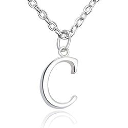 Simple Initial Necklaces Sterling Silver, 26 Alphabets Pendant Necklace