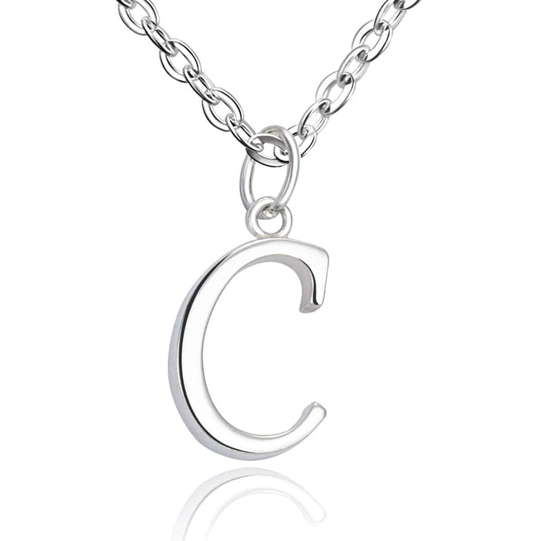 Simple Initial Necklaces Sterling Silver, 26 Alphabets Pendant Necklace