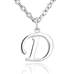 Simple Initial Necklaces Sterling Silver, 26 Alphabets Pendant Necklace