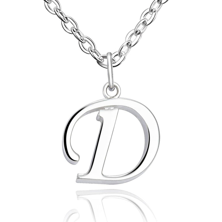 Simple Initial Necklaces Sterling Silver, 26 Alphabets Pendant Necklace