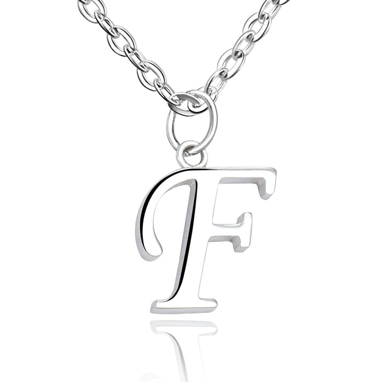 Simple Initial Necklaces Sterling Silver, 26 Alphabets Pendant Necklace