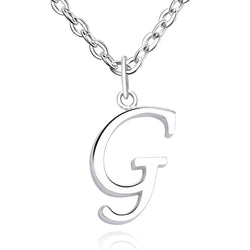 Simple Initial Necklaces Sterling Silver, 26 Alphabets Pendant Necklace