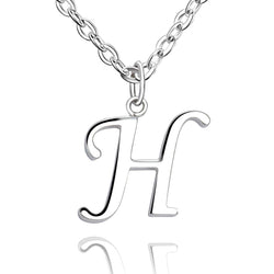 Simple Initial Necklaces Sterling Silver, 26 Alphabets Pendant Necklace