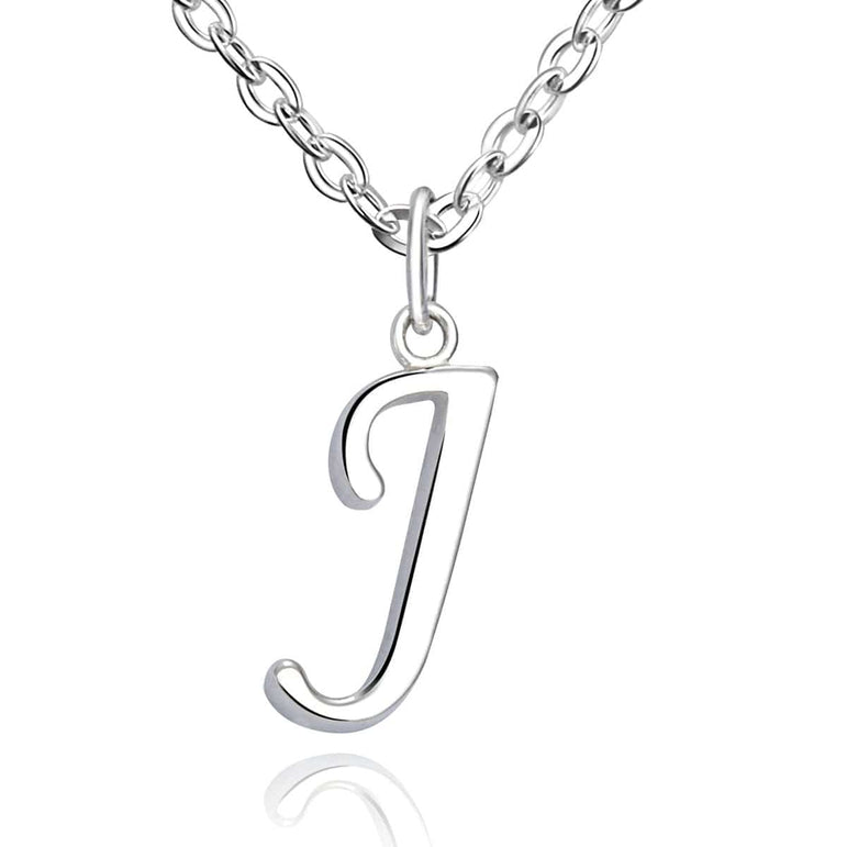 Simple Initial Necklaces Sterling Silver, 26 Alphabets Pendant Necklace