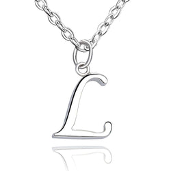 Simple Initial Necklaces Sterling Silver, 26 Alphabets Pendant Necklace