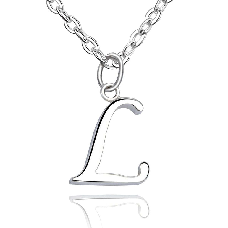 Simple Initial Necklaces Sterling Silver, 26 Alphabets Pendant Necklace