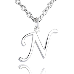 Simple Initial Necklaces Sterling Silver, 26 Alphabets Pendant Necklace