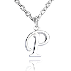 Simple Initial Necklaces Sterling Silver, 26 Alphabets Pendant Necklace